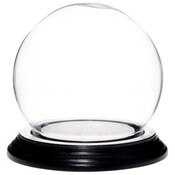 Plymor 3.5" x 4" Glass Display Dome Globe Cloche (Black Wood Veneer Base)