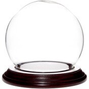 Plymor 3.5" x 4" Glass Display Dome Globe Cloche (Dark Mahogany Veneer Base)