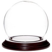 Plymor 3.5" x 4" Glass Display Dome Globe Cloche (Dark Mahogany Veneer Base)