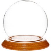 Plymor 3.5" x 4" Glass Display Dome Globe Cloche (Oak Veneer Base)
