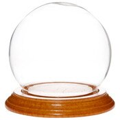 Plymor 3.5" x 4" Glass Display Dome Globe Cloche (Oak Veneer Base)