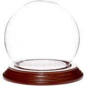 Plymor 3.5" x 4" Glass Display Dome Globe Cloche (Walnut Veneer Base)