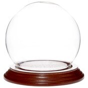Plymor 3.5" x 4" Glass Display Dome Globe Cloche (Walnut Veneer Base)
