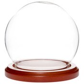 Plymor 3.5" x 4" Glass Display Dome Globe Cloche (Walnut MDF Base)