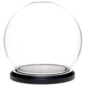 Plymor 5" x 6" Glass Display Dome Globe Cloche (Black MDF Wood Base)