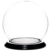 Plymor 5" x 6" Glass Display Dome Globe Cloche (Black Wood Veneer Base)