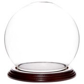 Plymor 5" x 6" Glass Display Dome Globe Cloche (Dark Mahogany Veneer Base)