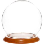 Plymor 5" x 6" Glass Display Dome Globe Cloche (Oak Veneer Base)