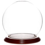 Plymor 5" x 6" Glass Display Dome Globe Cloche (Walnut Veneer Base)