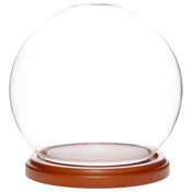 Plymor 5" x 6" Glass Display Dome Globe Cloche (Walnut MDF Base)