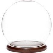 Plymor 6 inch x 7 inch Glass Display Dome Globe Cloche (Dark Wood Base)