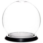 Plymor 6" x 7" Glass Display Dome Globe Cloche (Black Wood Veneer Base)