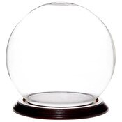 Plymor 6" x 7" Glass Display Dome Globe Cloche (Dark Mahogany Veneer Base)