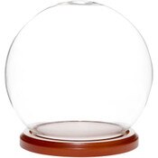 Plymor 6" x 7" Glass Display Dome Globe Cloche (Walnut MDF Base)