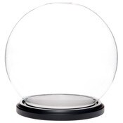 Plymor 7.5" x 8.5" Glass Display Dome Globe Cloche (Black MDF Wood Base)