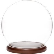 Plymor 7.5 inch x 8.5 inch Glass Display Dome Globe Cloche (Dark Wood Base)