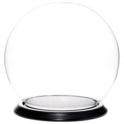 Plymor 7.5" x 8.5" Glass Display Dome Globe Cloche (Black Wood Veneer Base)