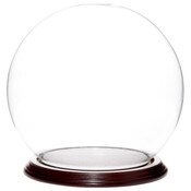 Plymor 7.5" x 8.5" Glass Display Dome Globe Cloche (Dark Mahogany Veneer Base)
