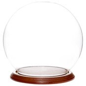 Plymor 7.5" x 8.5" Glass Display Dome Globe Cloche (Walnut Veneer Base)