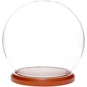Plymor 7.5" x 8.5" Glass Display Dome Globe Cloche (Walnut MDF Base)