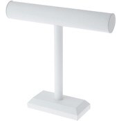 Plymor White Faux Leather T-Bar Necklace Display Stand, 12" W x 12" H