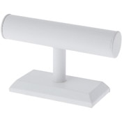 Plymor White Faux Leather T-Bar Bracelet Display Stand, 7.5" W x 5" H