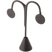 Plymor Black Faux Leather Lamp Style, Single Pair Earring Display Stand, 3.75" W x 1.25" D x 4.75" H