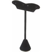Plymor Black Velvet Fish Tail Style, Five Pair Earring Display Stand, 3.125" W x 1.25" D x 5.5" H
