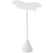 Plymor White Faux Leather Fish Tail Style, Five Pair Earring Display Stand, 3.125" W x 1.25" D x 5.5" H