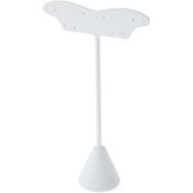 Plymor White Faux Leather Fish Tail Style, Five Pair Earring Display Stand, 3.125" W x 1.25" D x 5.5" H
