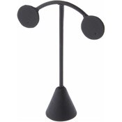 Plymor Black Faux Leather Light Post Style, Single Pair Earring Display Stand, 3.75" W x 1.25" D x 4.5" H
