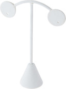 Plymor White Faux Leather Lightpost Style, Single Pair Earring Display Stand, 3.75" W x 1.25" D x 4.5" H