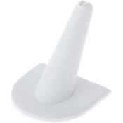 Plymor White Faux Leather Ring Finger Display, Single on U-Shaped Base, 2" W x 2" D x 2" H