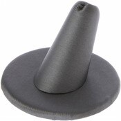 Plymor Gray Faux Leather Ring Finger Display, Single on Round Base, 2" W x 2" D x 1.25" H