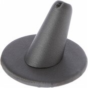 Plymor Gray Faux Leather Ring Finger Display, Single on Round Base, 2" W x 2" D x 1.25" H