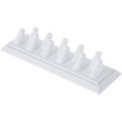 Plymor White Faux Leather Ring Finger Display, Eleven on Rectangular Base, 11.125" W x 3.375" D x 2.125" H