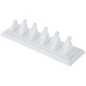 Plymor White Faux Leather Ring Finger Display, Eleven on Rectangular Base, 11.125" W x 3.375" D x 2.125" H