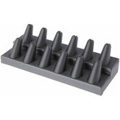 Plymor Gray Faux Leather 2-Tier Ring Finger Display, Twelve on Rectangular Base, 8.125" W x 3.25" D x 2.5" H