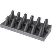 Plymor Gray Faux Leather 2-Tier Ring Finger Display, Twelve on Rectangular Base, 8.125" W x 3.25" D x 2.5" H