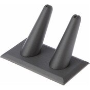Plymor Gray Faux Leather Ring Finger Display, Double on Rectangular Base, 3.625" W x 2.125" D x 2.25" H