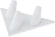Plymor White Faux Leather Ring Finger Display, Three on Triangular Base, 5" W x 3.25" D x 1.625" H