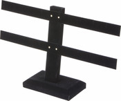 Plymor Black Velvet Double T-Bar, Eight Pair Earring Display Stand, 10.25" W x 6.5" H