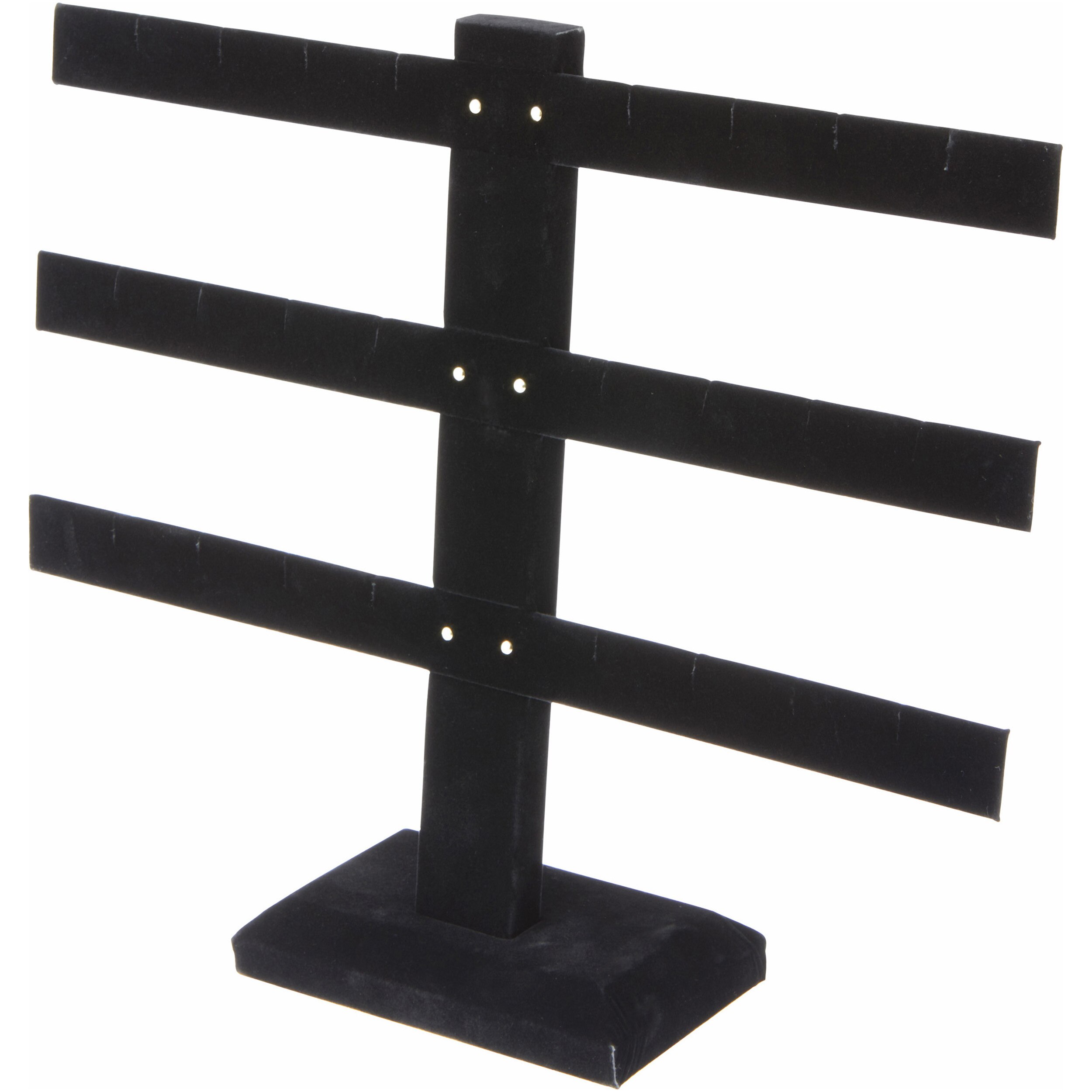 Plymor Black Velvet Triple T Bar Twelve Pair Earring Display Stand 10.25 W x 8.5 H
