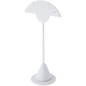 Plymor White Faux Leather Fan Shaped, Two Pair Earring Display Stand, 2.75" W x 1.875" D x 5.875" H