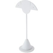 Plymor White Faux Leather Fan Shaped, Two Pair Earring Display Stand, 2.75" W x 1.875" D x 5.875" H