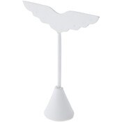 Plymor White Faux Leather Wing Shaped, Three Pair Earring Display Stand, 3" W x 1.25" D x 4.75" H