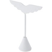 Plymor White Faux Leather Wing Shaped, Three Pair Earring Display Stand, 3" W x 1.25" D x 4.75" H