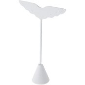 Plymor White Faux Leather Wing Shaped, Three Pair Earring Display Stand, 3" W x 1.25" D x 5.5" H