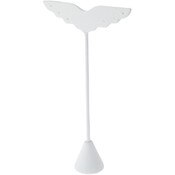 Plymor White Faux Leather Wing Shaped, Three Pair Earring Display Stand, 3" W x 1.25" D x 6.75" H