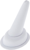 Plymor White Faux Leather Ring Finger Display, Single on Oval Base, 1.75" W x 2.5" D x 2.75" H